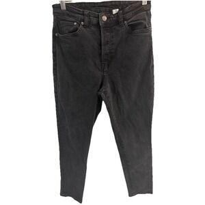 H&M WOMENS JEANS SIZE 6 MOM JEANS HIGH WAIST DENIM BLACK HIGH RISE‎ BUTTON FLY